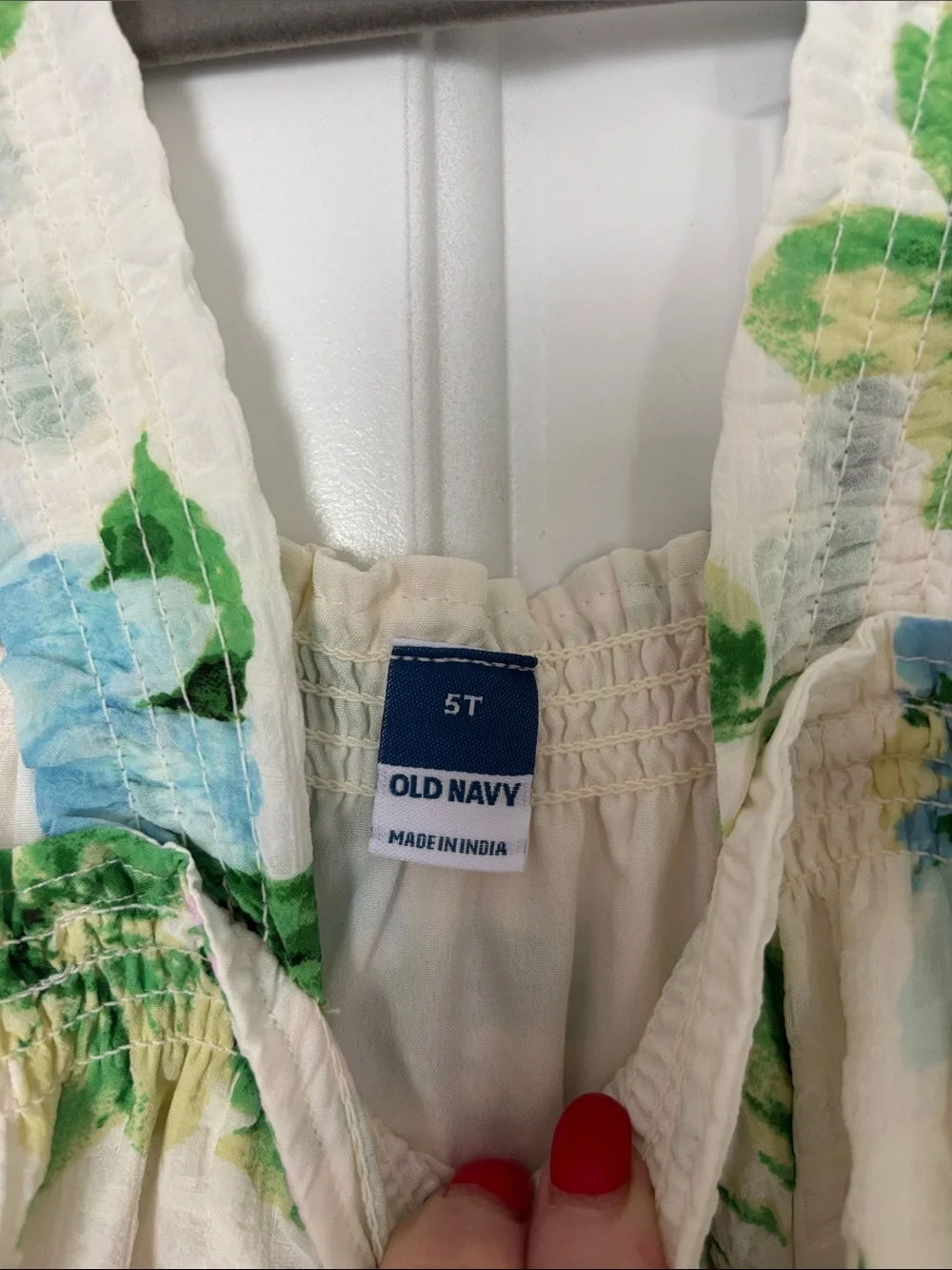 Old Navy Cream Floral Sundress with Pink, Blue & Green